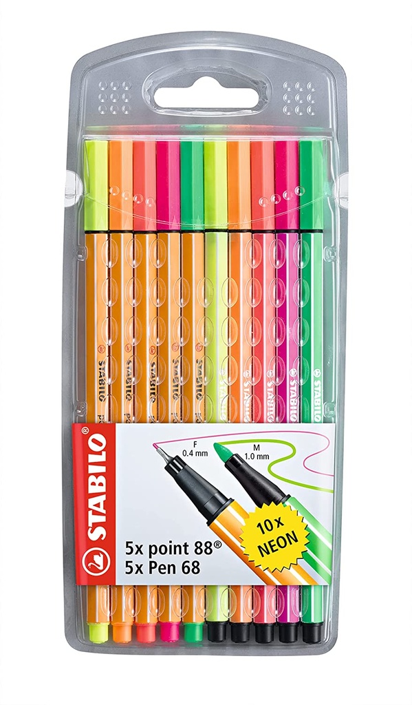 Estuche 10 colores fluorescentes stabilo