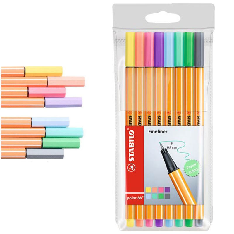 Pack 8 rotuladores stabilo piont 88 colores pastel