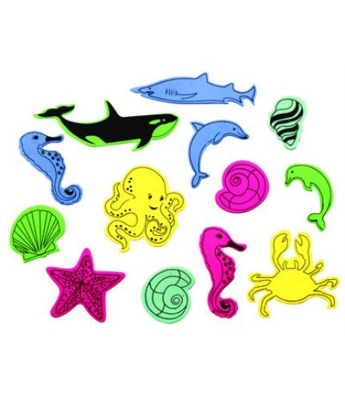 Animales marinos adhesivas goma eva 50u.