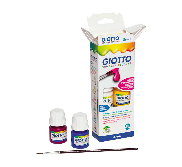 Giotto tempera sut.25ml 6und +pincel