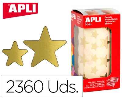 Rollo de gomets en forma de estrella color oro 2360ud-Apli
