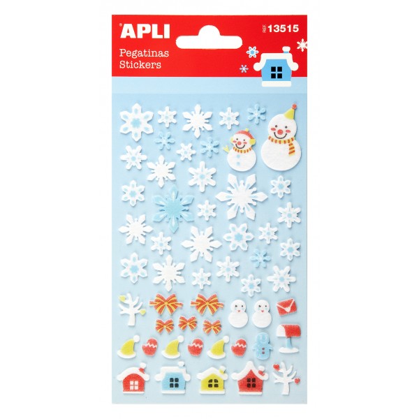 Pegatinas fieltro muñeco nieve Apli