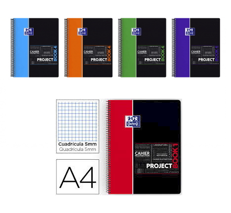 Cuaderno espiral Oxford 90g 120h A4+ 5x5-Book4 Project