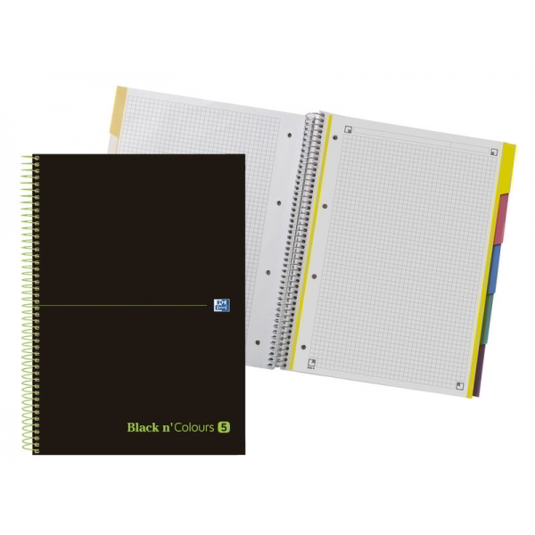 Cuaderno espiral TED Oxford Black'n'Colors EB5 A4 100H 5x5 + Separadores