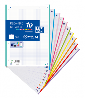 Recambio oxford classic 10 colores A4 5x5 160h 90g