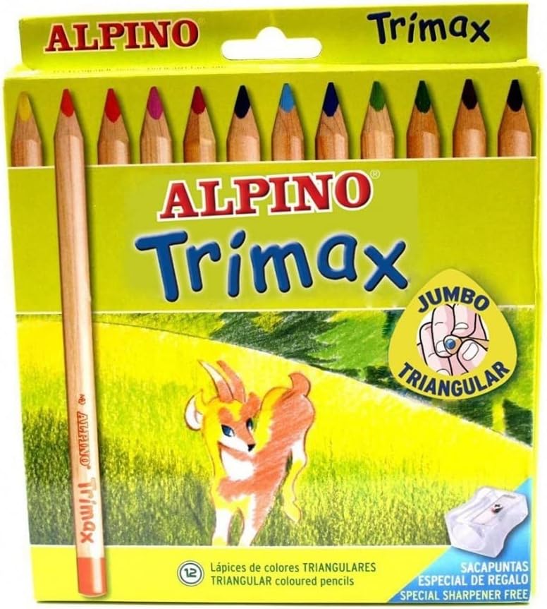Lápices de colores Alpino Trimax Caja 12  + Sacapuntas