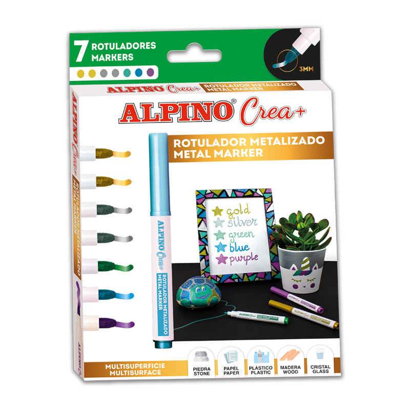 Estuche 7 rotuladores alpino crea+ metalix