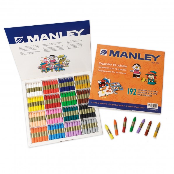 Expositor 16 colores 192 colores a la cera manley