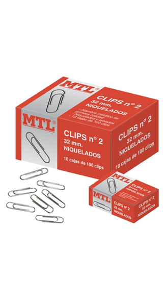 CAJA CLIPS NIQUELADOS Nº2 10u