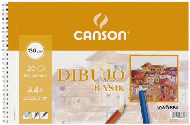 Bloc dibujo Canson 130grs c/recuadro A4+ 20h