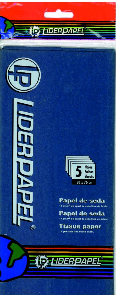 Paqueteuete 5 hojas papel seda azul 50x76cm 17gr