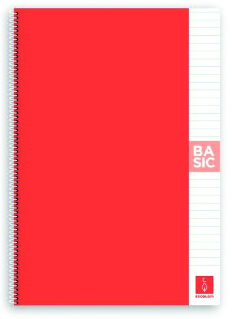 Cuaderno espiral coral A4 basic 80h 80g 1 línea