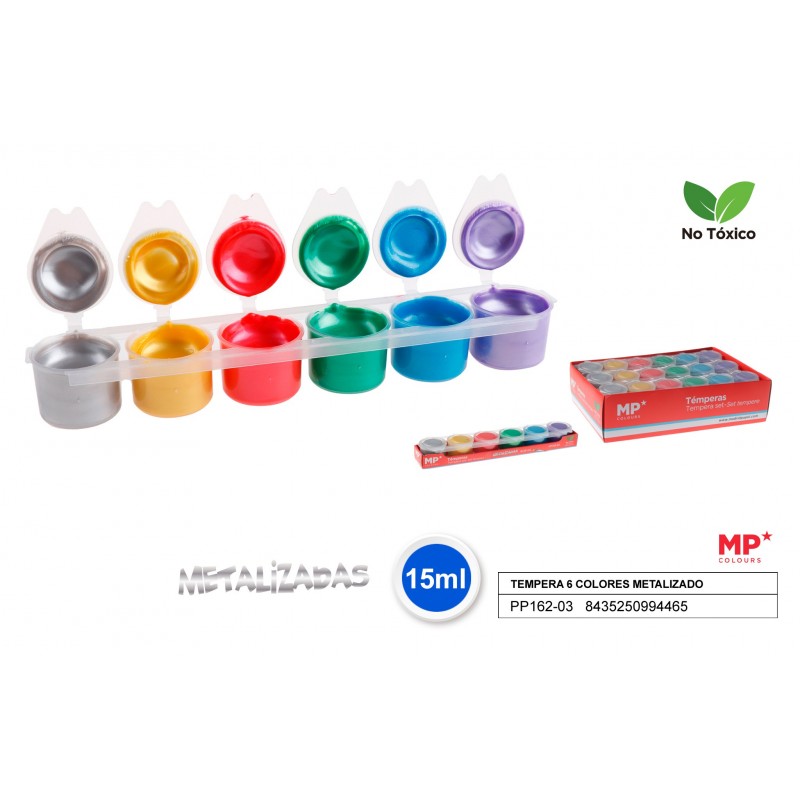 Set 6 témperas de colores metalizados MP