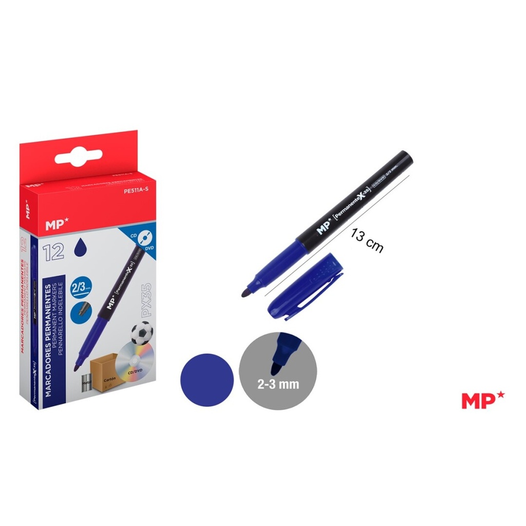ROTULADOR PERMANENTE AZUL MP PUNTA 2/3mm
