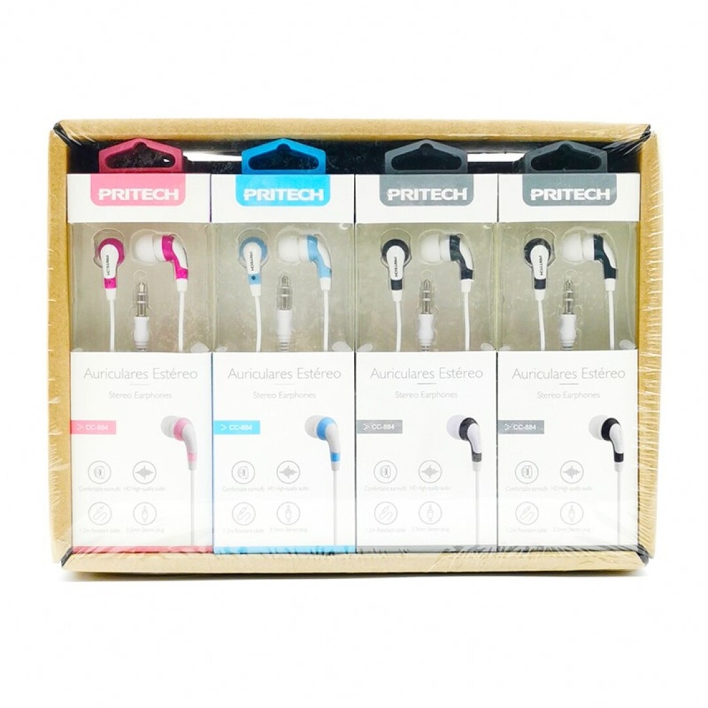 AURICULARES ESTÉREO 3.5mmplug Cable 1,2mtr COLORES