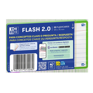 FLASHCARDS RAYADAS 2.0 75X125 30F VERDE OXFORD