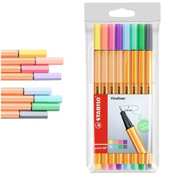 Pack 8 rotuladores stabilo piont 88 colores pastel