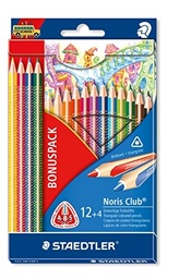 [127 NC12P1] 12+4 Lápices colores triangulares mina reforzada Noris Club Staedtler