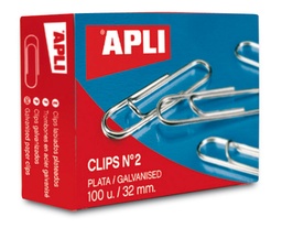 [11715] C/100 CLIPS PLATA Nº3 40mm. APLI