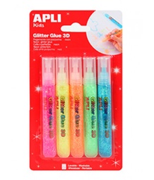 [13224] Blister glitter glue neon 3d 5unid.