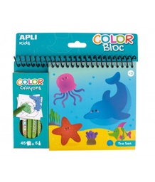 [15208] Bloc dibujos colorear + ceras "marino" Apli