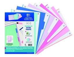 [400159038] Separadores 5 colores pastel elba A4 polip extra