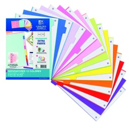 [400159038] Separadores 10 colores pastel elba A4 polip extra