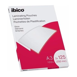 [627321] Fundas plastificacion A3-125x2 micras brillo-Caja 100 Ibico