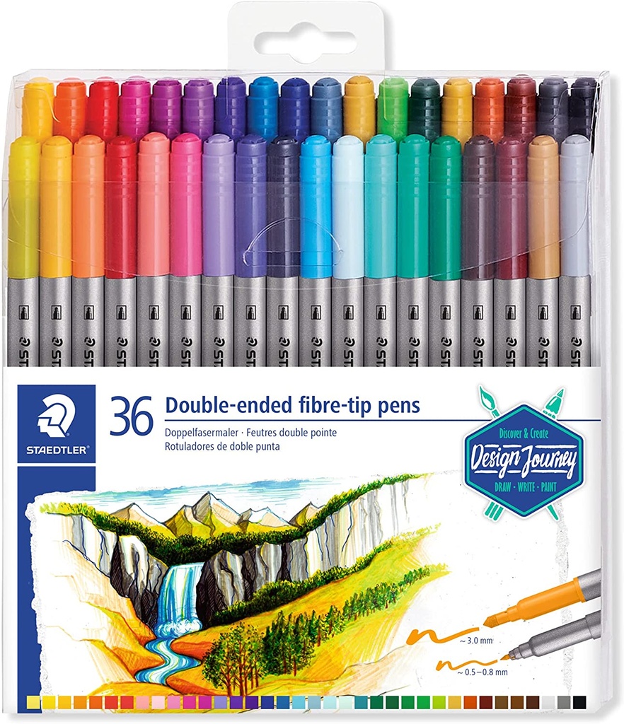 Rotuladores doble punta de fibra Staedtler Caja 36und.