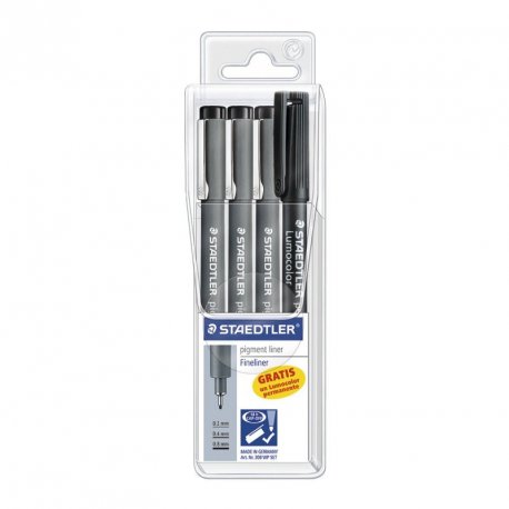 Pigment liner 3 piezas+lumocolor