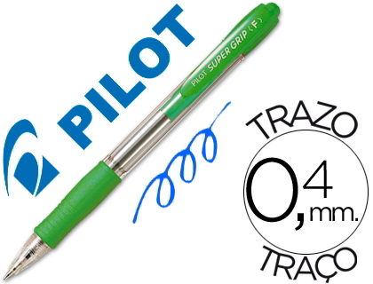 Bolígrafo Pilot supergrip azul m carcasa verde