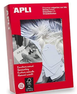 Caja 500 etiquetas colgantes blancas 22x35 APLI