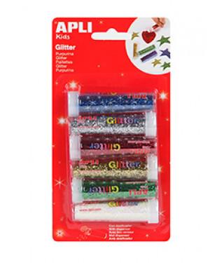 Purpurina pack 6 botes col surtido Apli