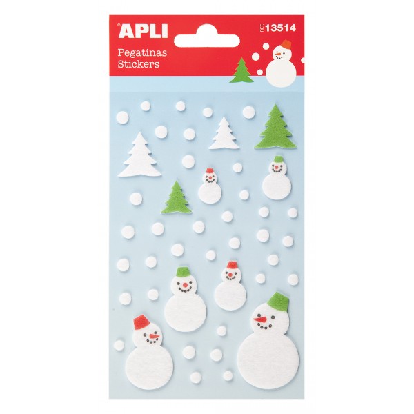 Pegatinas fieltro copo nieve