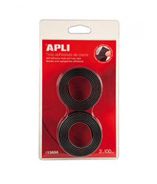 Tiras adhesivas de cierre negro 2x10m Apli