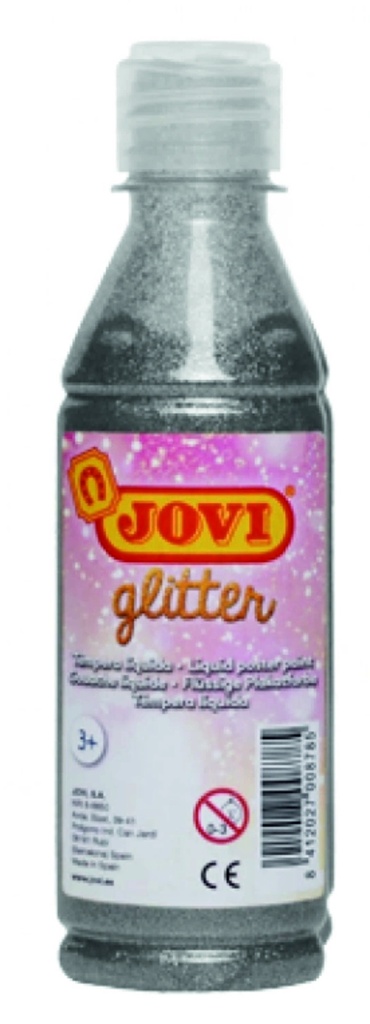 Tempera líquida glitter plata 250ml. Jovi