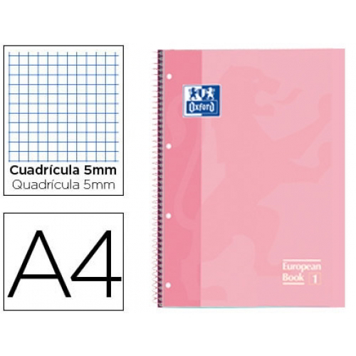 Cuaderno espiral microperforado A4+ 5x5 90grs. 80h. Rosa chicle Oxford