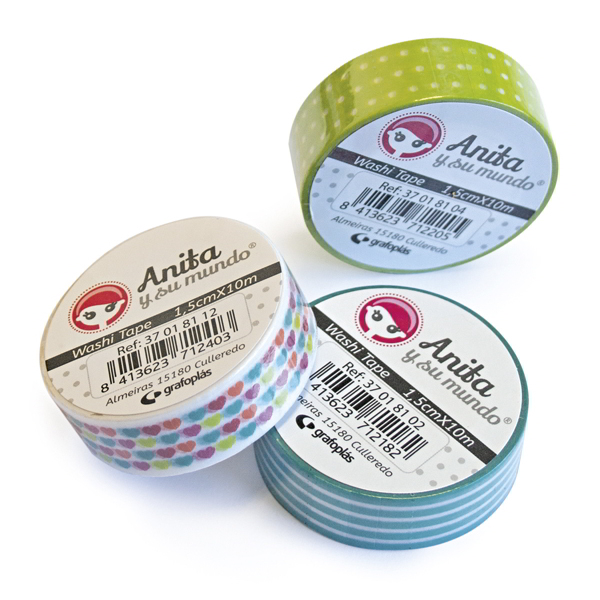 Washi tape 15x15mm bandas doradas