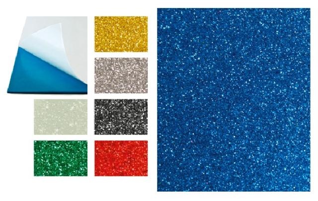 Goma eva dhesiva c/purpurina 40x60 col.surt.