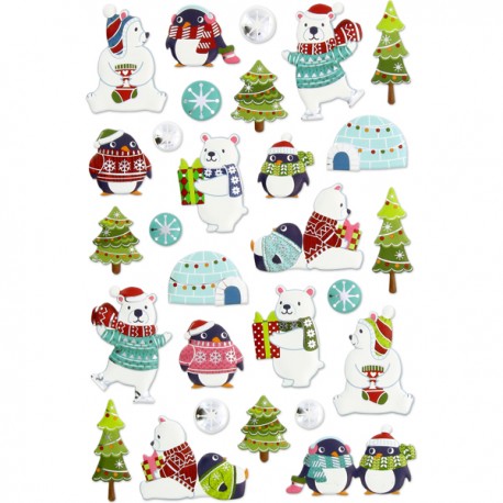 Pegatinas relieve metal osos polares