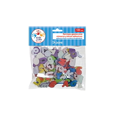 Bolsa 180 formas adhesivas goma eva ( letras/núm.)