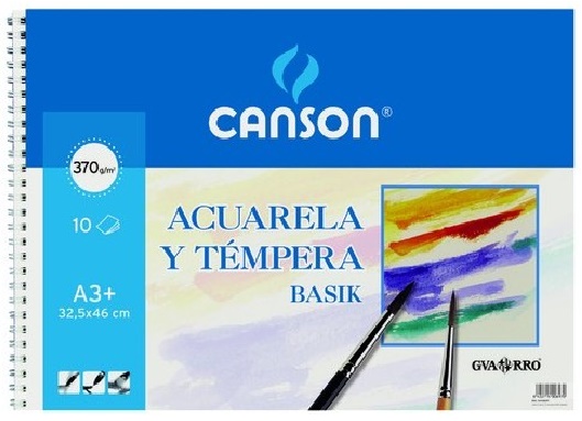 Bloc espiral de acuarela y tempera Canson A3+ 10h 370gr