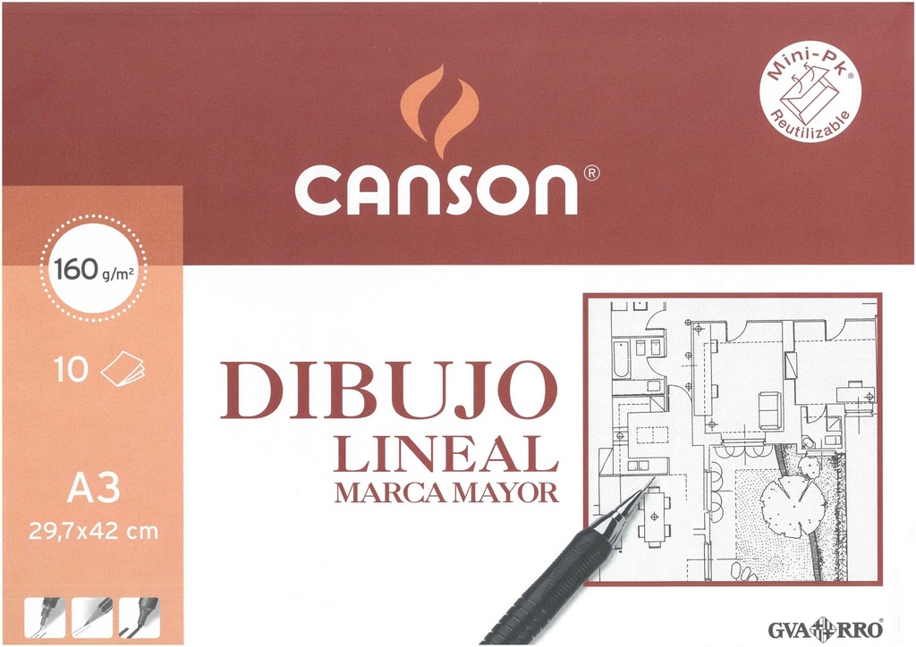 Pack 10 láminas dibujo lineal marca mayor A3 10h 160g Canson