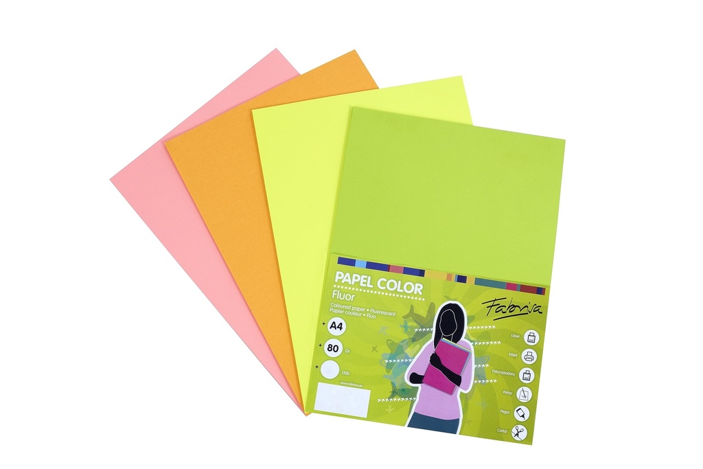 Papel color flúor surtido 250h. 80g. Fabrisa