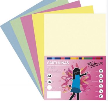 CARTULINAS COLOR SUAVE PACK 50 unid DINA3 180gr