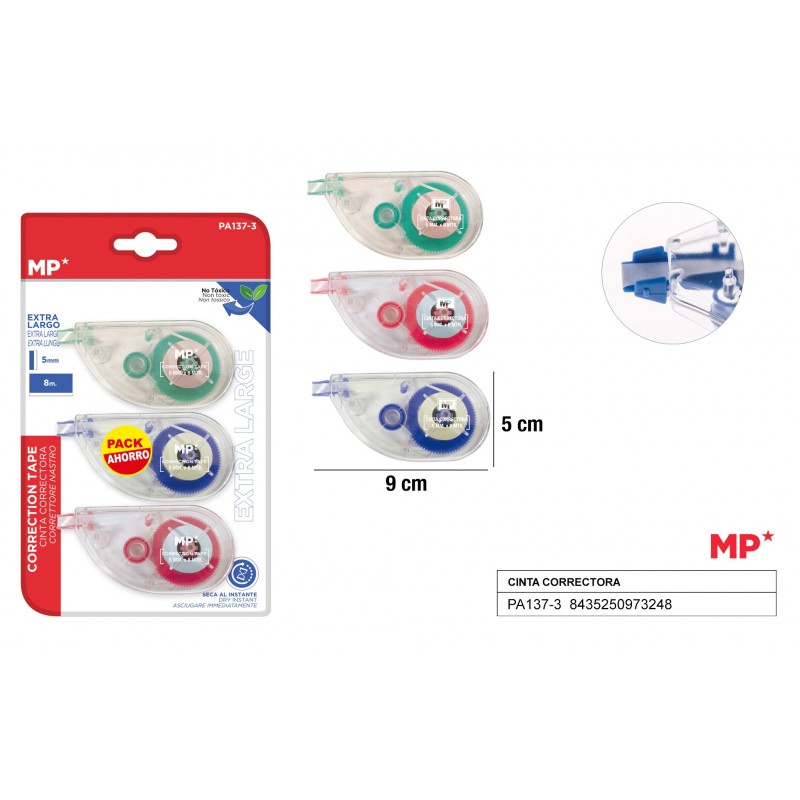 Pack 3 Cintas correctoras MP 5mm X 8mtr