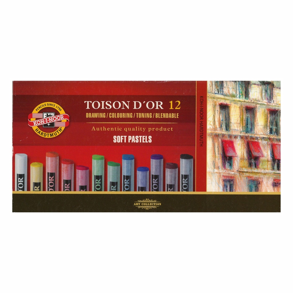 Tiza polvorosa artística Toison d'Or 12 colores KOH-I-NOOR