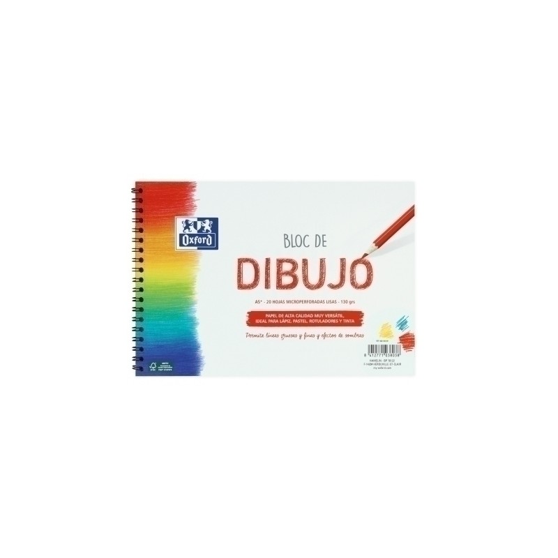 Block dibujo espiral A5+ 20H liso 130g Oxford microperforad