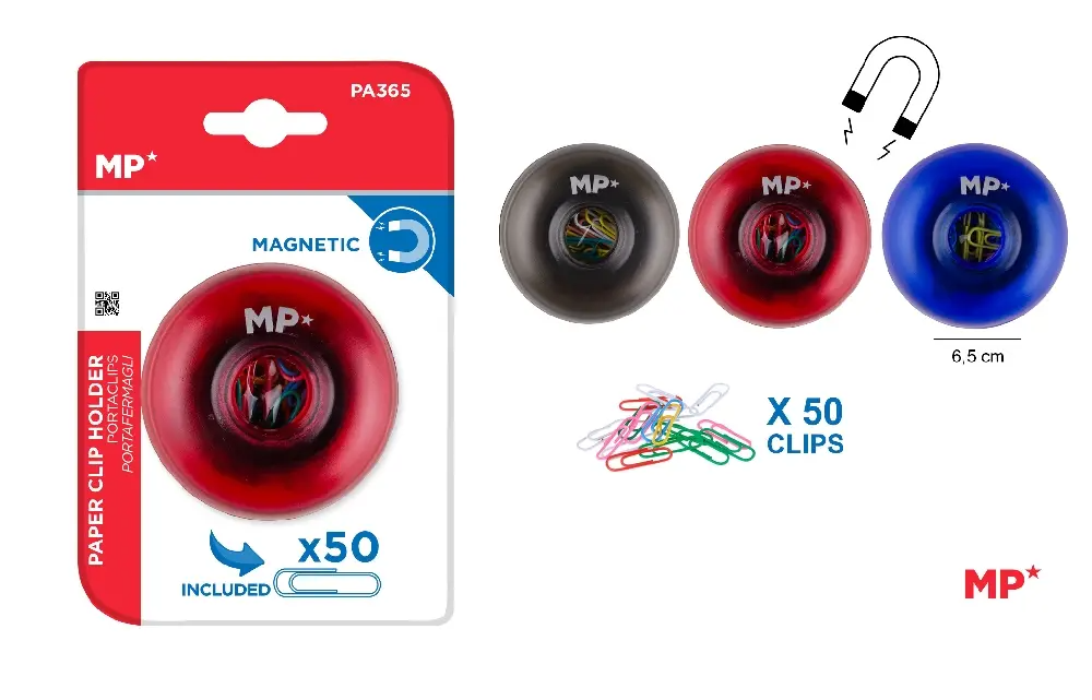 Portaclips magnético redondo + 50 clips de colores