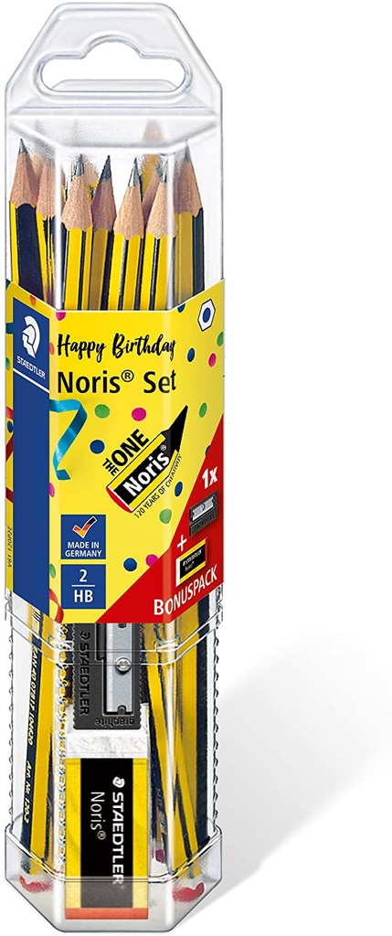 Set 12 lápices Staedtler Noris 2HB + sacapuntas + goma